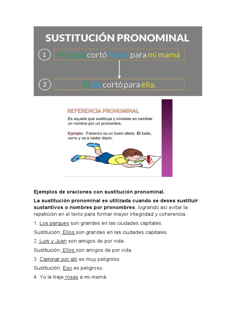 Ejemplos de Sustitución Pronominal | PDF | Artes del Lenguaje y ...