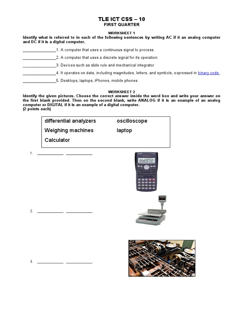 TLE ICT CSS G10 PERFORMANCE TASK 1ST QUARTER | PDF | Computing ...