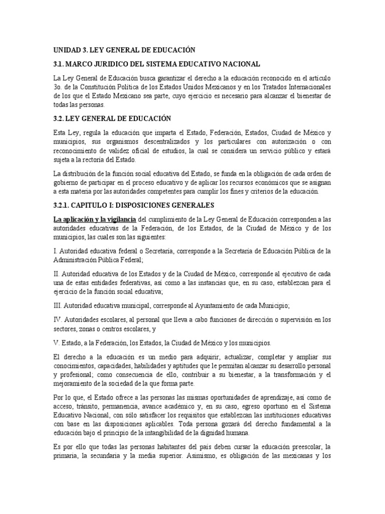 Ley General de La Educación | PDF | Educación de la primera infancia ...