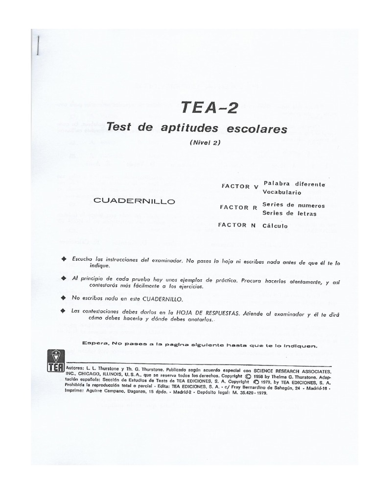 TEA2 Cuadernillo - Por Imprimir | PDF