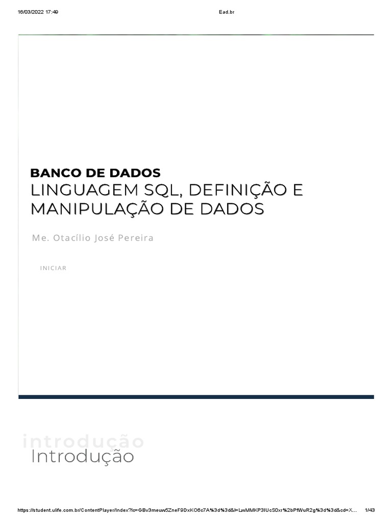 Introdução à Linguagem SQL e DML | PDF | SQL | Bancos de dados