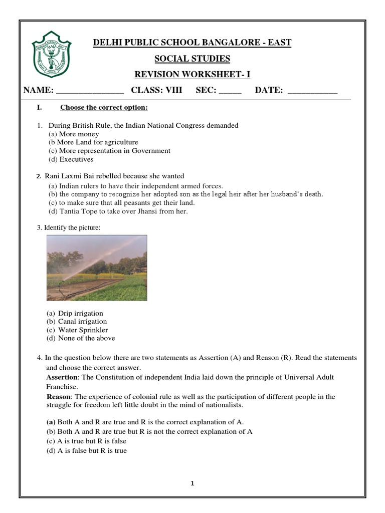 DPS East Bangalore Social Studies Worksheets | PDF | Mughal Empire ...