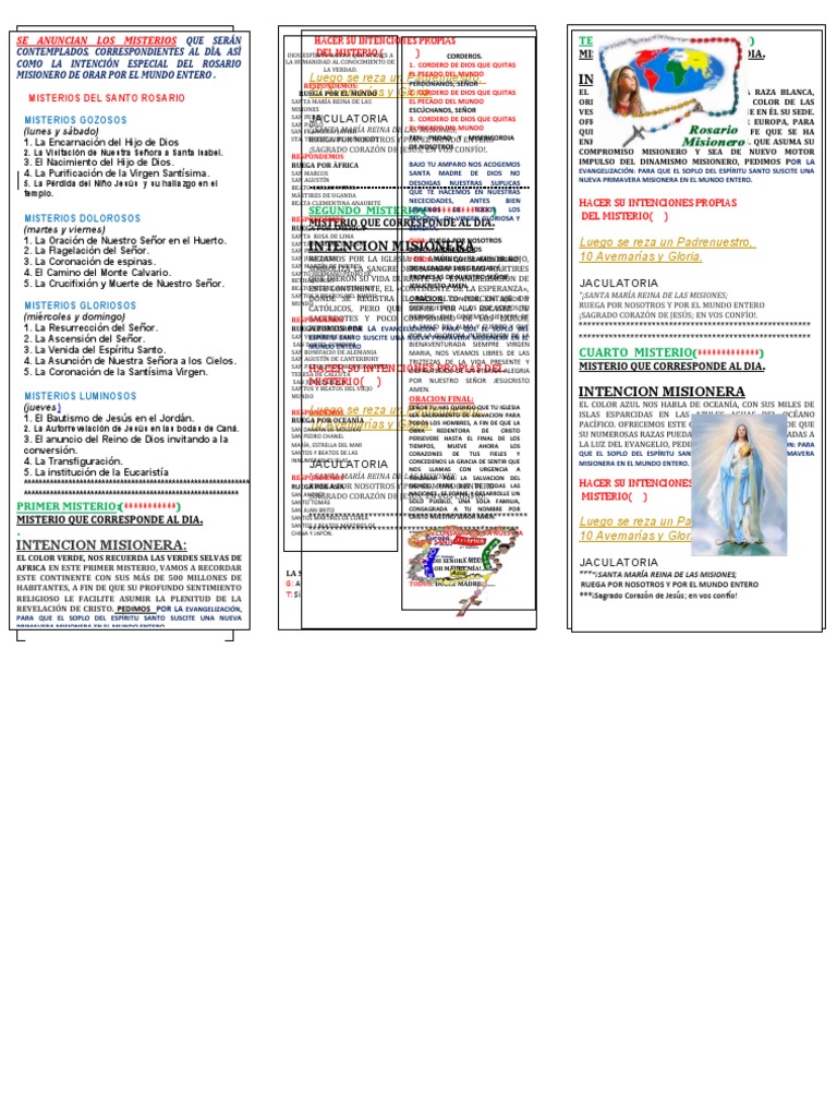 Tríptico del Rosario Misionero | PDF | María, madre de Jesús | Rosario