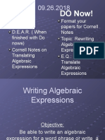 09.26.2018 Daily Lesson Translating Algebraic Expressions