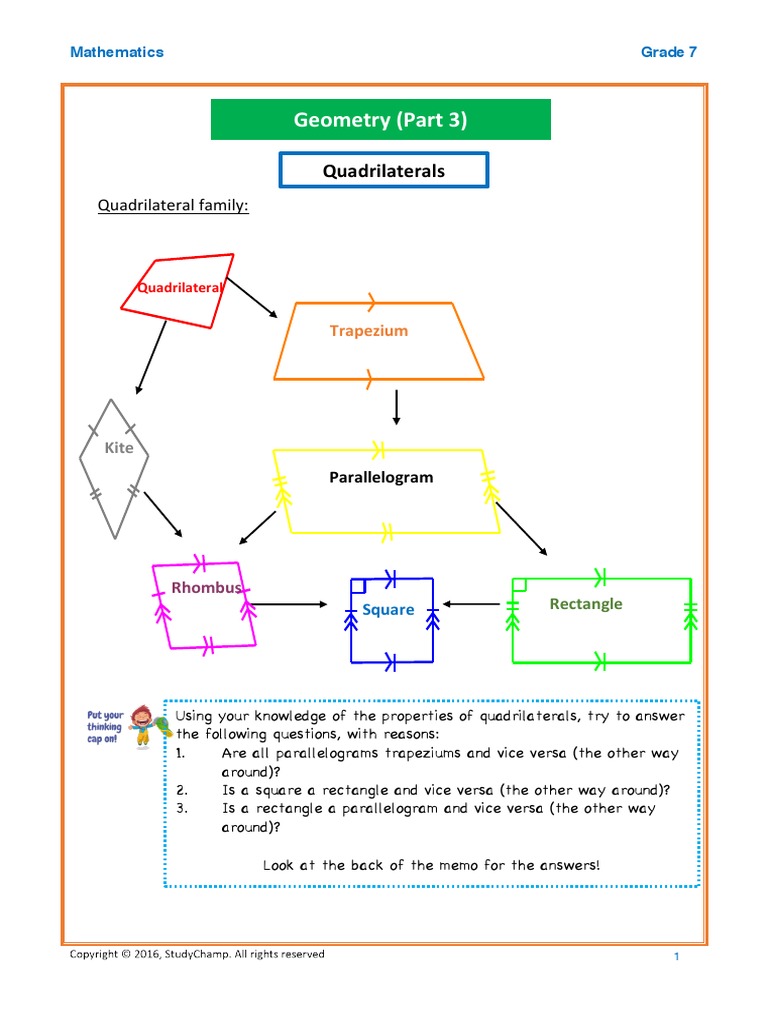 Grade 7 Quadrilateral Guide | PDF | Rectangle | Geometric Shapes