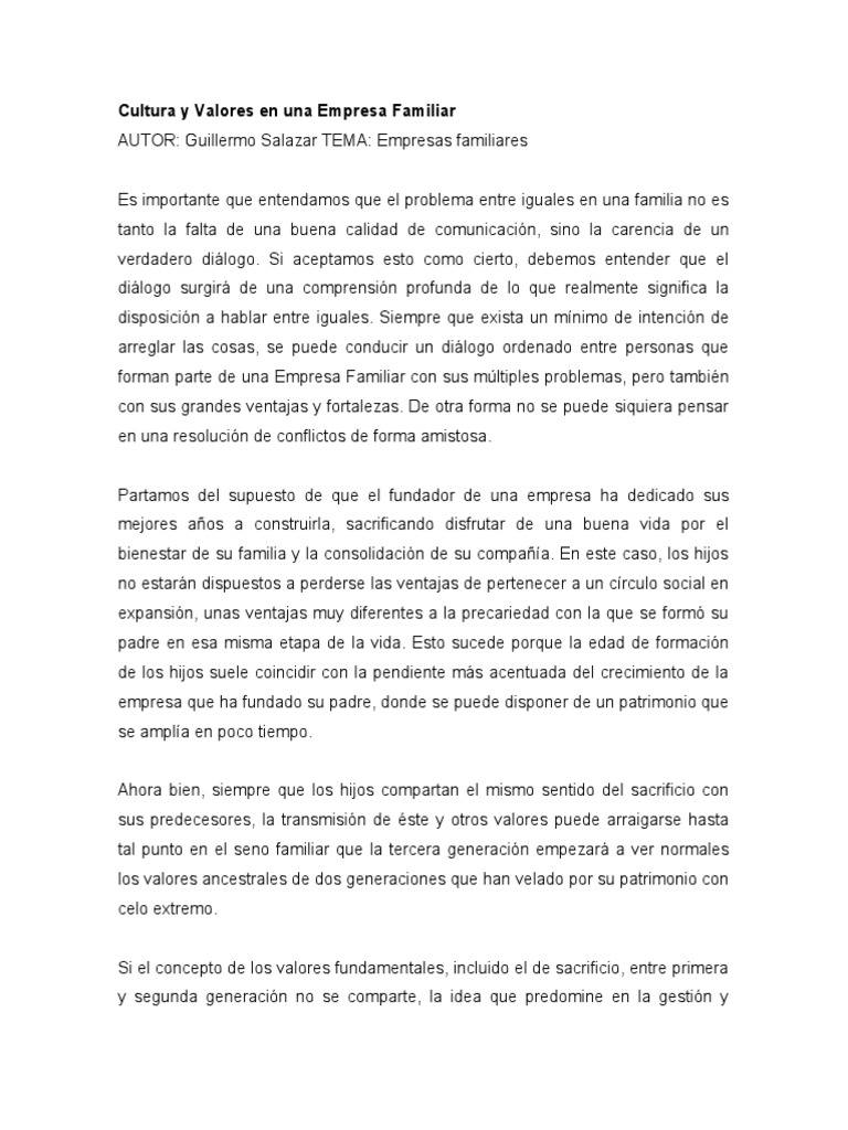 Problemas en Empresas Familiares | PDF | Business | Iniciativa empresarial
