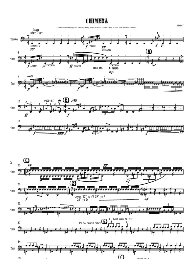 Chimera Timpani PDF Notation musicale Compositions musicales