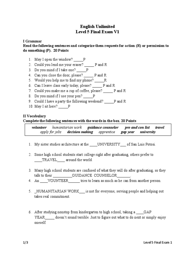 Level 5 Final Exam V1 Revised PDF Cognition