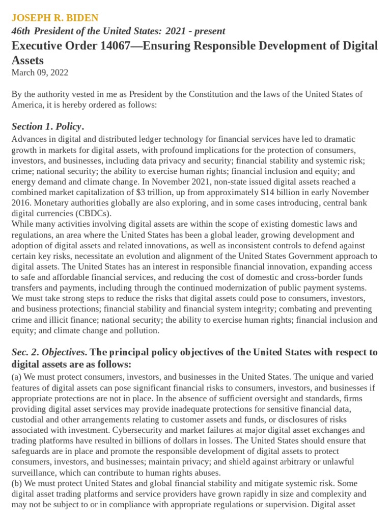 Executive Order 14067Joe Biden PDF Money Laundering Financial