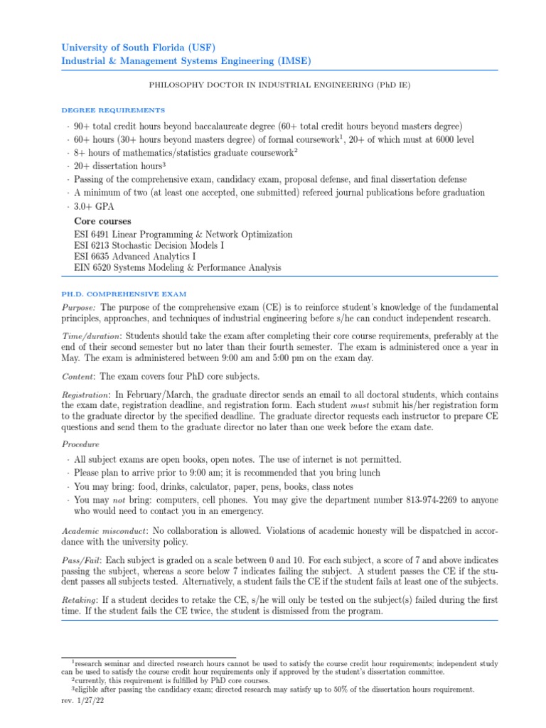 PHD Degree Requirements PDF Thesis Test (Assessment)