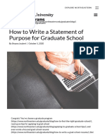 How To Write A Statement of Purpose For Graduate School