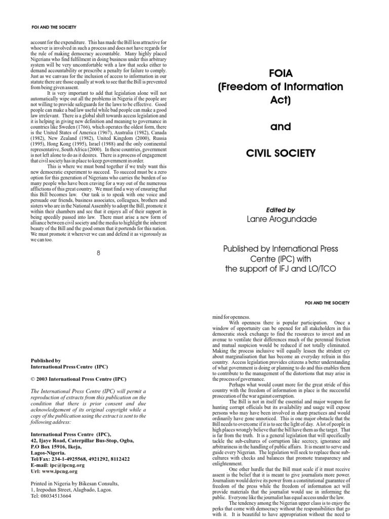 Freedom of Information Act Development Economics Freedom Of