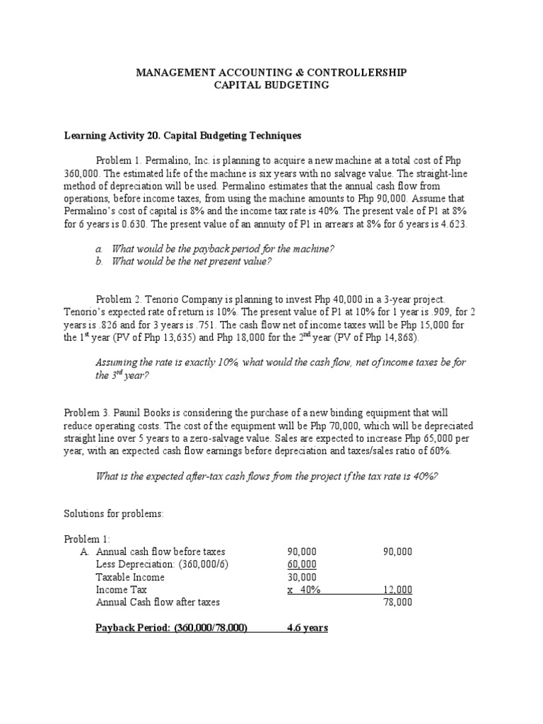 Capital Budgeting Techniques Explained | PDF | Depreciation | Present Value
