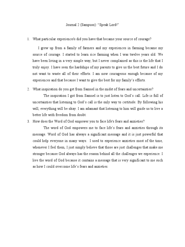 Journal 2 sampuso speak lord pdf