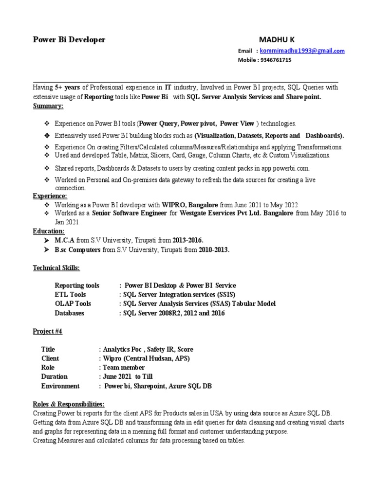 Madhu - MSQL Developer - (5y - 3m) - Careernet | PDF | Microsoft Sql ...