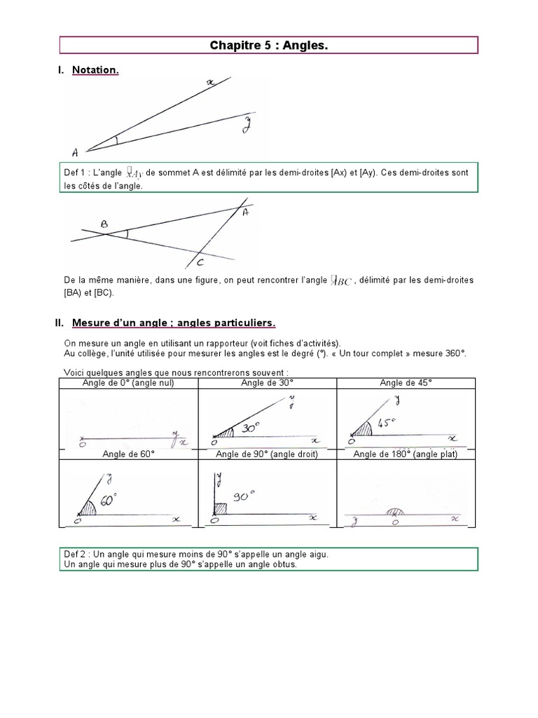 Comprendre les angles et leur mesure | PDF | Angle | Grandeur physique