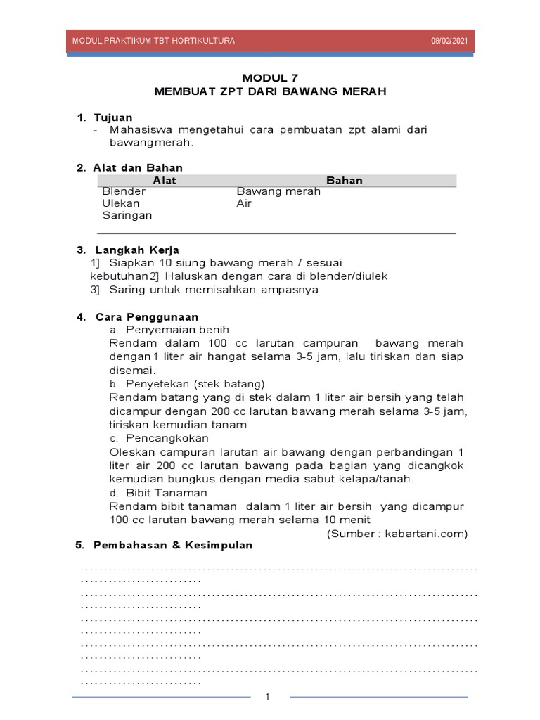 Membuat ZPT dari bawang merah | PDF
