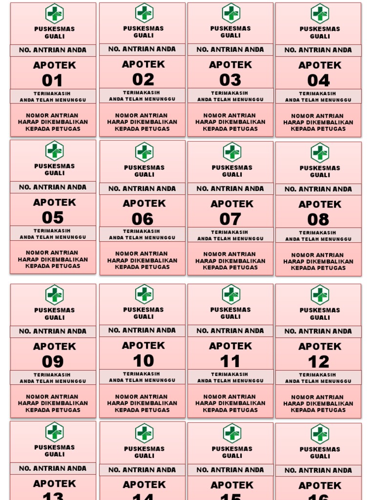 Nomor Antrian Apotek | PDF