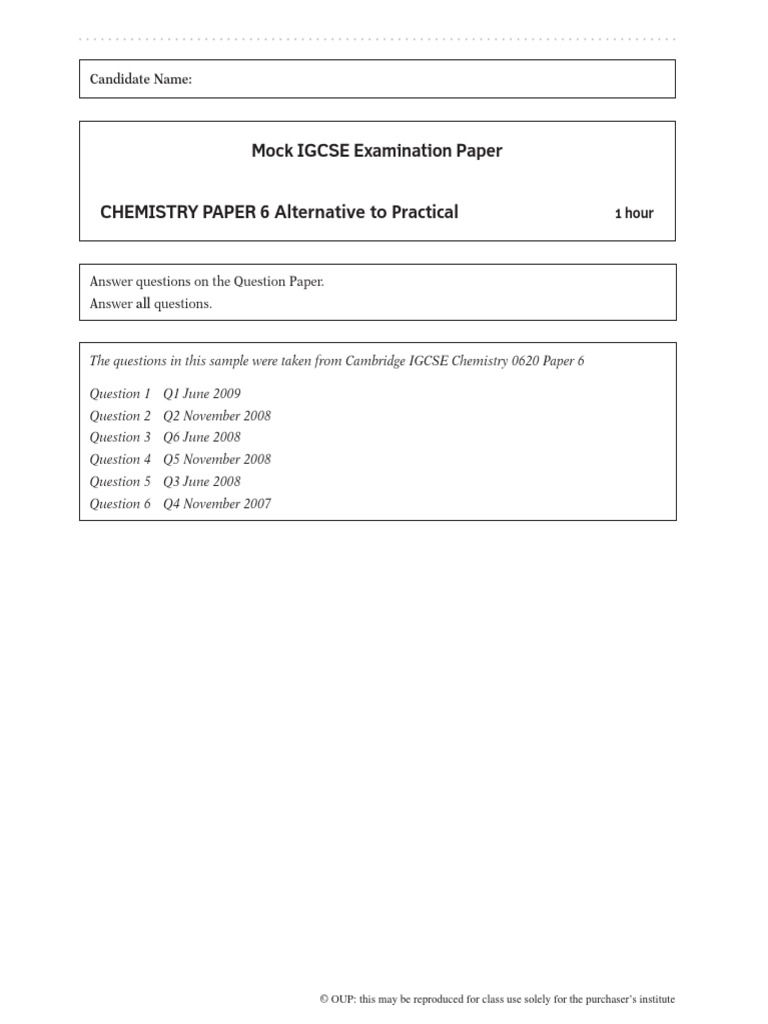 Chem - Alternative Practical Paper 6 | PDF | Salt (Chemistry) | Acid