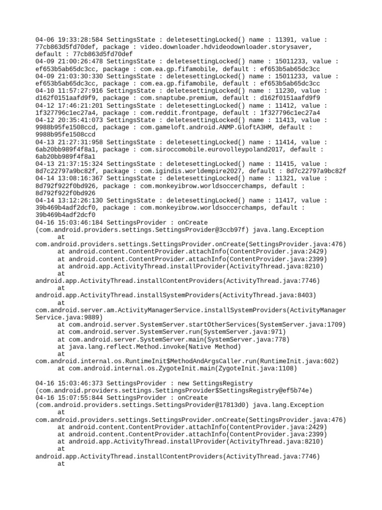SettingsState Log Analysis | PDF | Java (Programming Language ...
