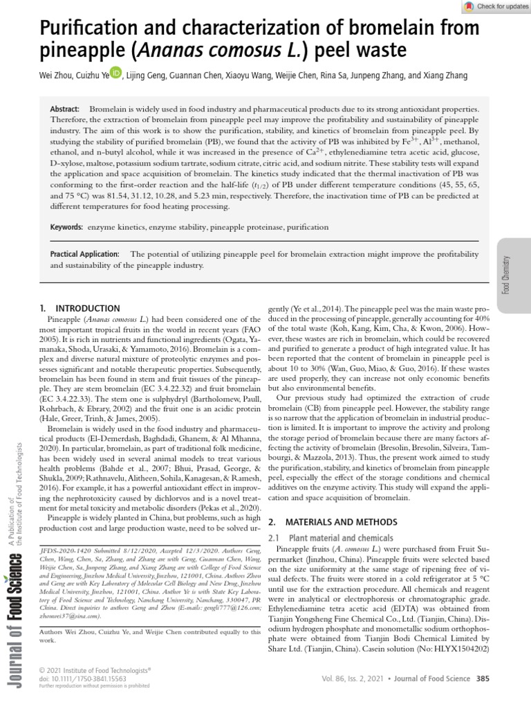 JBromelain Enzyme PDF Protein Purification Enzyme Assay