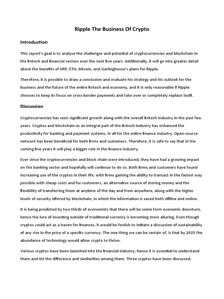 Ripple The Business of Crypto | PDF | Cryptocurrency | Financial Technology