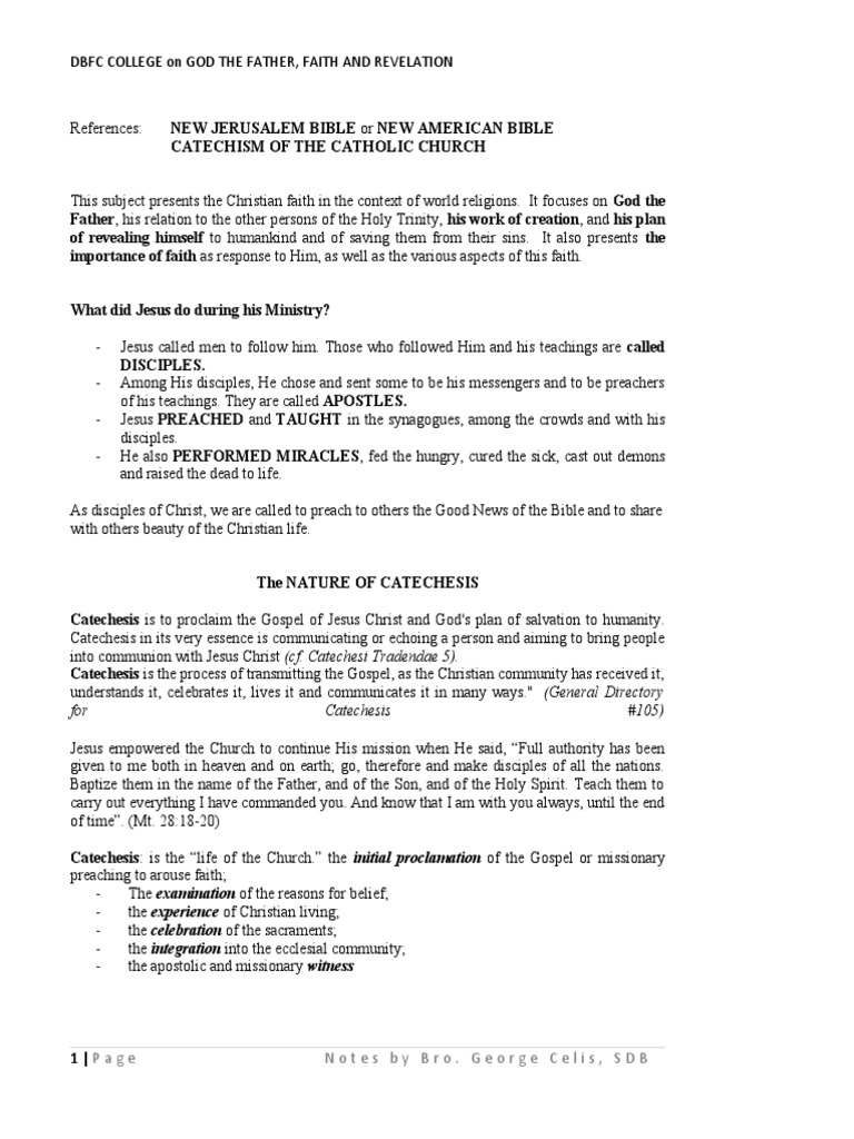 Notes 1 4 1 PDF God The Father Catechism