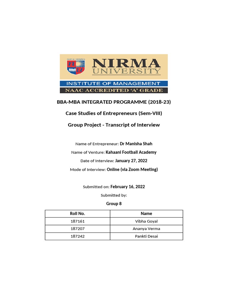 Group 8 - Interview Transcript | PDF