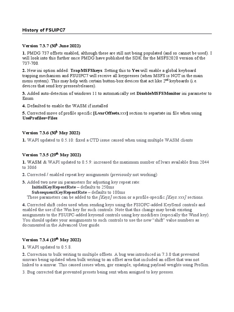 FSUIPC7 WASM Module Updates History | PDF | Command Line Interface ...