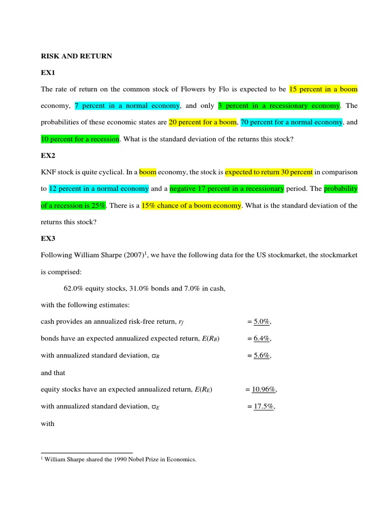 Ex - Risk and Return | PDF | Social Science | Science & Mathematics