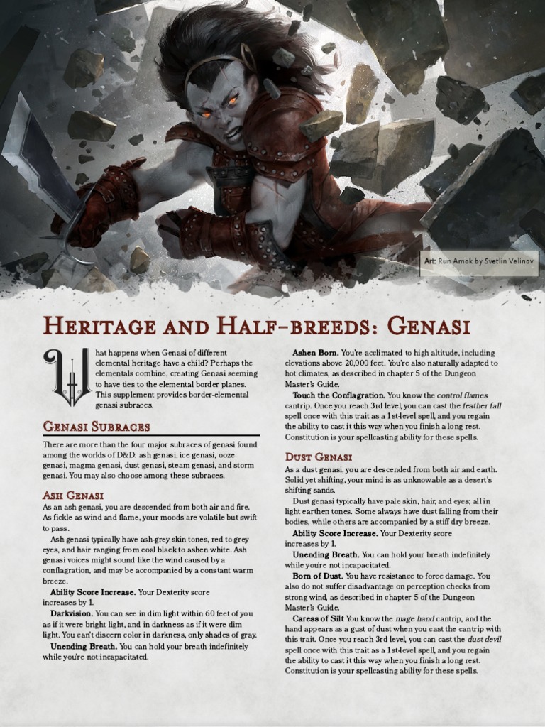 Heritage and Half-Breeds - Genasi - GM Binder | PDF | Earth Sciences