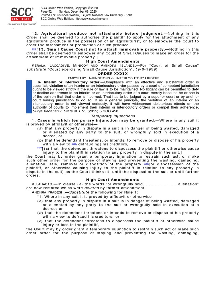 Cpc Order 39 Pdf Lawsuit Injunction