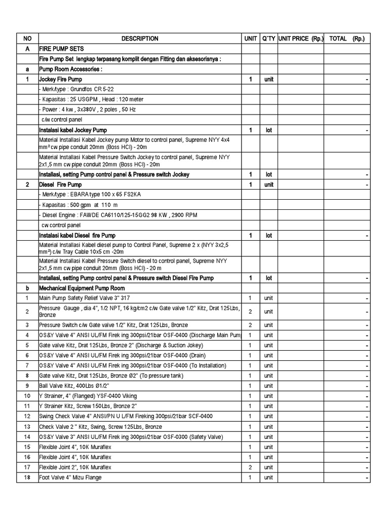 Fire Hydrant and Pump Installation Costs | PDF | Pipe (Fluid Conveyance ...
