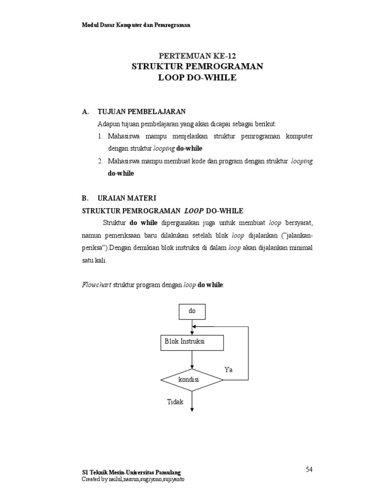 12 - Struktur Pemrograman Loop Do-While | PDF
