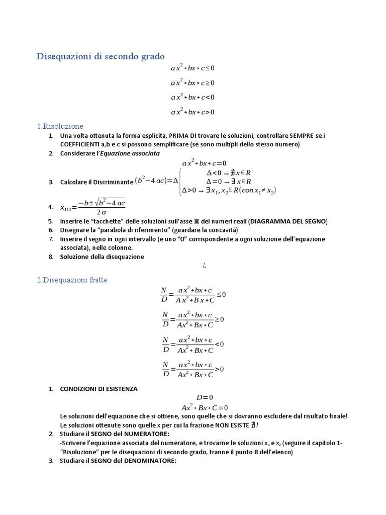 Disequazioni Di Secondo Grado | PDF