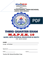 Wadz Mapeh Grade 10 Third Grading Mapeh 10 Sy 2019-2020 (Boooklet)