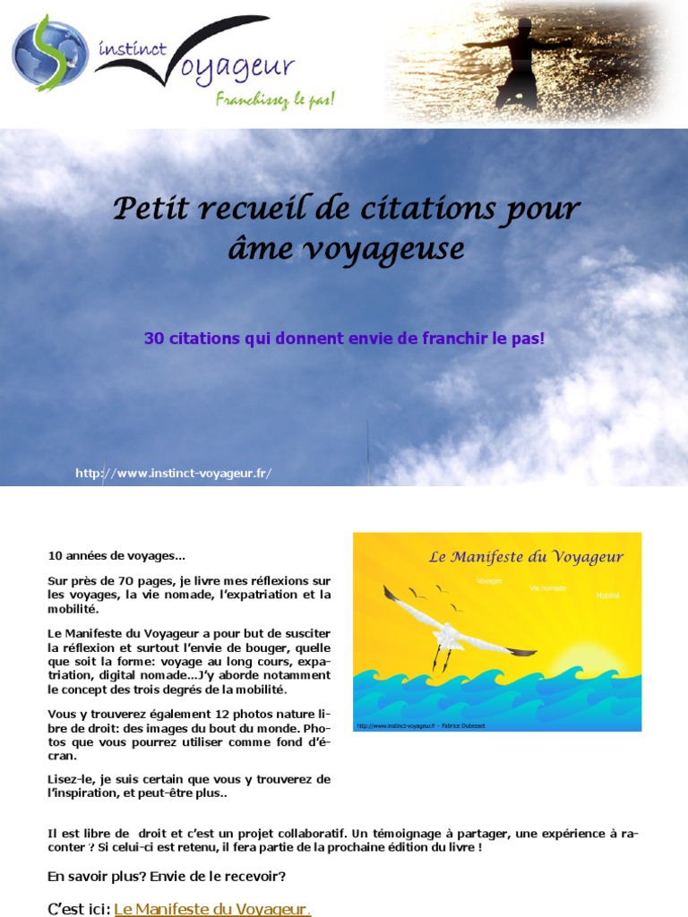 Petit Recueil De Citations Pour Ame Voyageuse Pdf