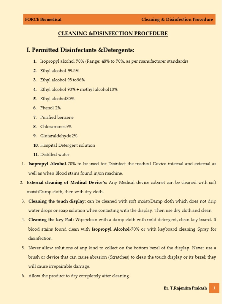 Cleaning & Disinfection Procedure | Descargar gratis PDF | Laser ...