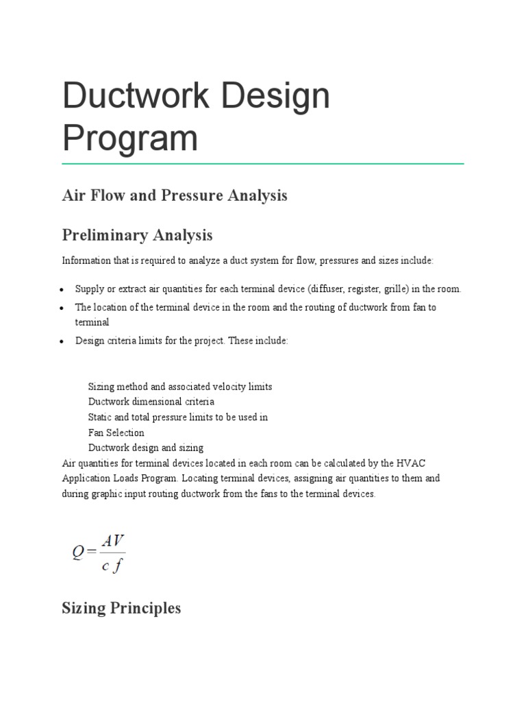 Ductwork Design Program Download Free PDF Reynolds Number Duct (Flow)