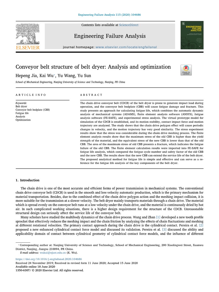 Conveyor Belt Structure of Belt Dryer Analysis and Optimization | PDF ...