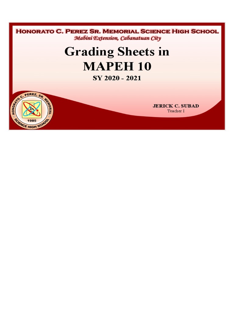 Grade Sheet Cover Page RRS | PDF