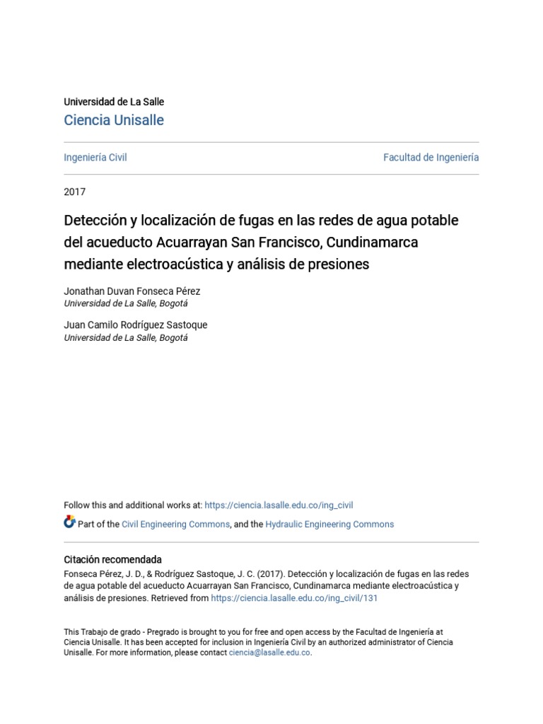 Detección y Localización de Fugas en Las Redes de Agua Potable de | PDF ...