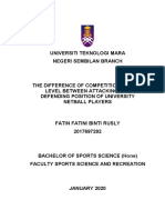 The Difference of Competition Anxiety Level Between Attacking and Defending Position of University Netball Players