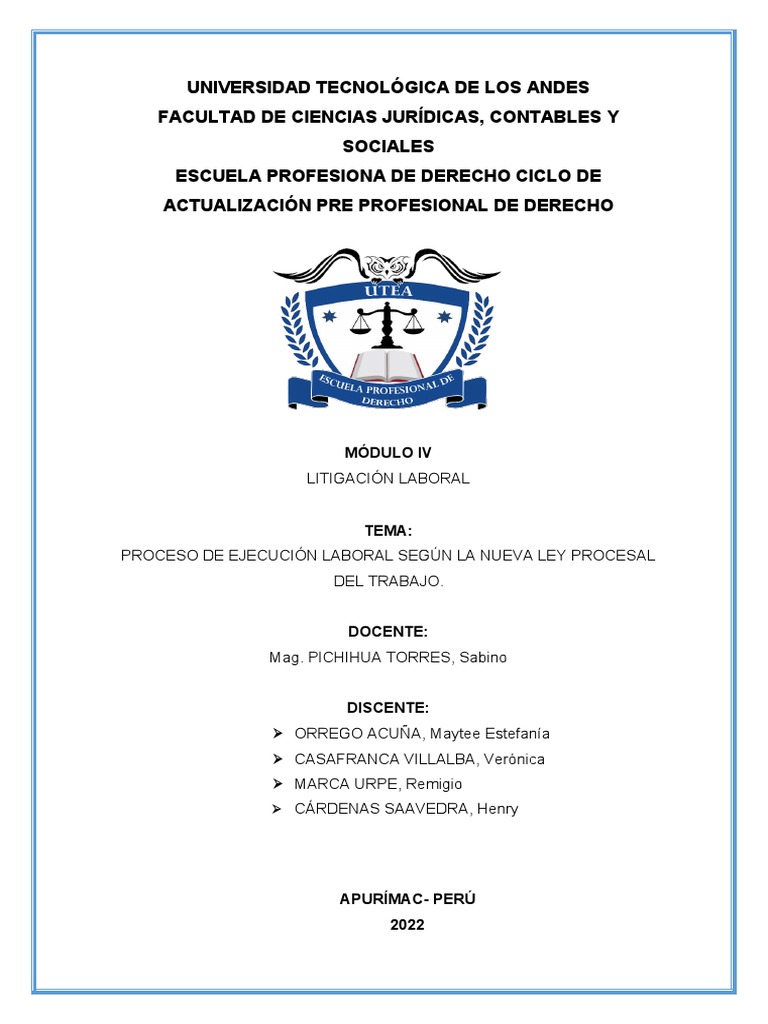 Proceso de Ejecución Laboral | PDF | Ley procesal | Sentencia (ley)