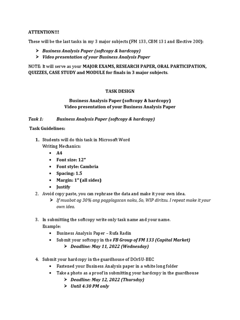 FORMATBusinessAnalysisPaper PDF Business