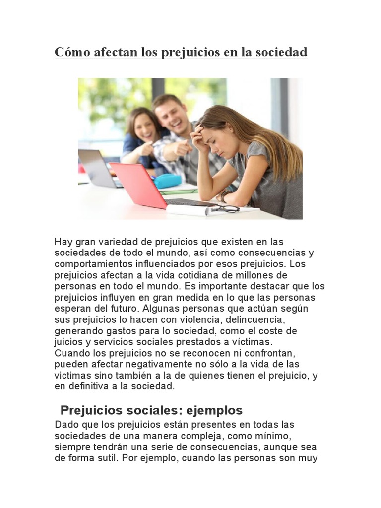 SEPARATA - Cómo Afectan Los Prejuicios en La Sociedad | PDF ...