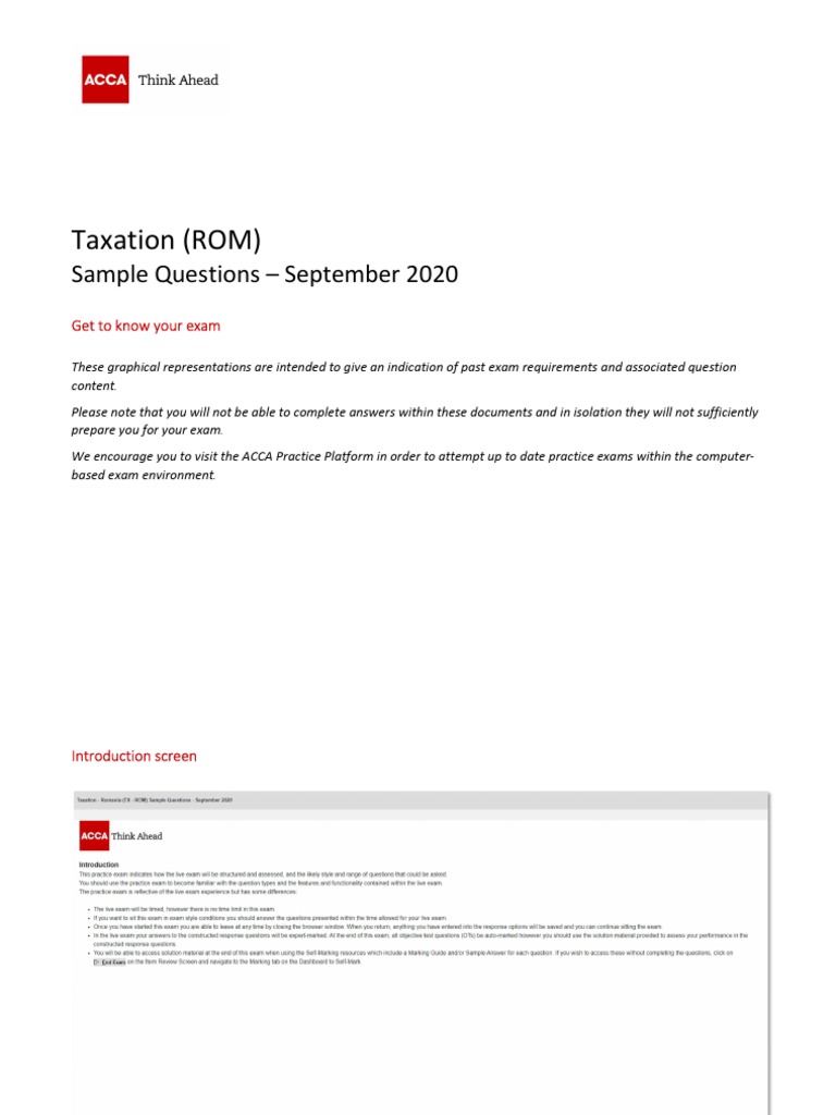 ACCA Tax Exam Prep Guide | PDF | Test (Assessment) | Computing