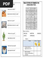 Ficha Ciencia - Adaptacion de Los Seres Vivos