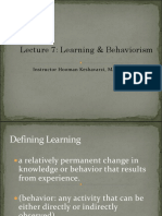 Lecture 7 - Learning and Behavior