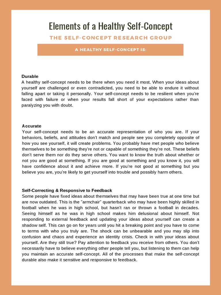 Elements of a Healthy Self-Concept | PDF | Self Concept | Cognitive ...